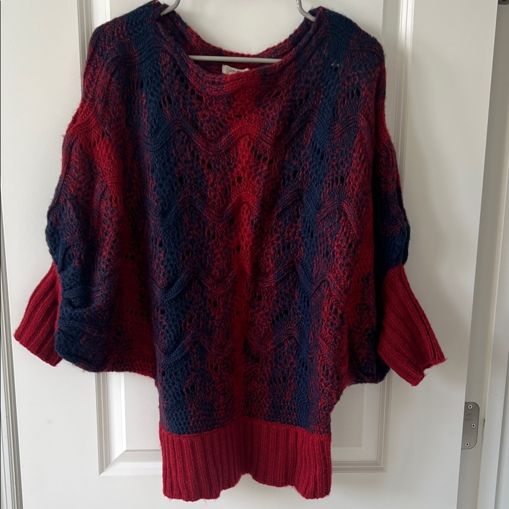 Umgee Red and Blue Knit Sweater